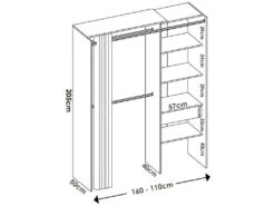 Armoire Dober, Structure Pour Dressing Avec Rideau, Portemanteau Ouvert, 160x50h205 Cm, Chêne Et Anthracite 9 Armoire Dober, Structure Pour Dressing Avec Rideau, Portemanteau Ouvert, 160x50h205 Cm, Chêne Et Anthracite -Meubles Soldes Boutique dressing et vestiaire 22870713