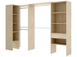 Armoire Dacasuz, Structure Pour Dressing D'angle, Porte-manteau D'angle Ouvert, 248x79h187 Cm, Chêne