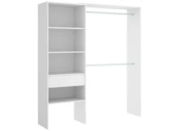 Armoire Dgarut, Structure Pour Dressing, Portemanteau Ouvert, 160x40h187 Cm, Blanc