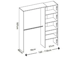 Armoire Dgarut, Structure Pour Dressing, Portemanteau Ouvert, 160x40h187 Cm, Blanc -Meubles Soldes Boutique dressing et vestiaire 22870967