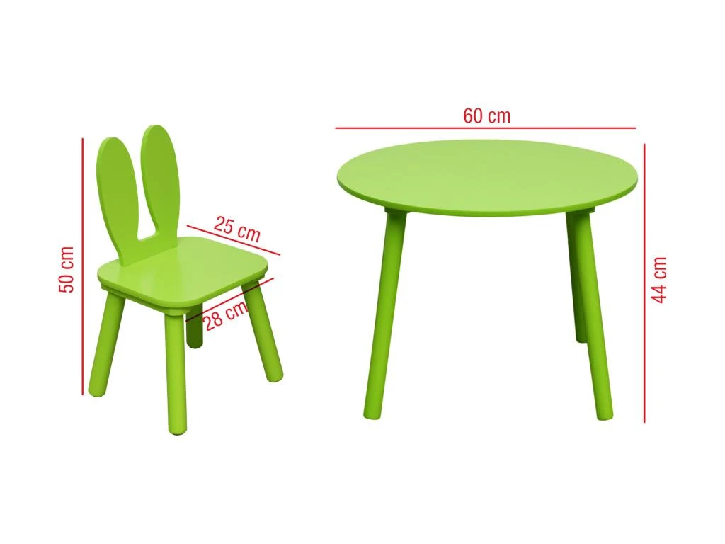 Ensemble De Table Et 2 Chaises Pour Enfants En Bois Verte 5 Ensemble De Table Et 2 Chaises Pour Enfants En Bois Verte – Image 3
