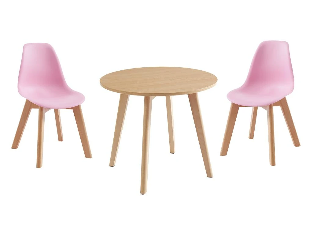 Ensemble Table Enfant LOULOUNE + 2 Chaises LILINOU - Naturel Et Rose 4 Ensemble Table Enfant LOULOUNE + 2 Chaises LILINOU - Naturel Et Rose – Image 2