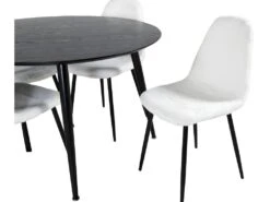 DippØ115BLBL Ensemble Table, Table Noir Et 4 Polar Fluff Chaises Teddy Blanc. -Meubles Soldes Boutique ensemble table et chaise 22191303