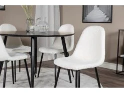 DippØ115BLBL Ensemble Table, Table Noir Et 4 Polar Fluff Chaises Teddy Blanc. -Meubles Soldes Boutique ensemble table et chaise 22191307