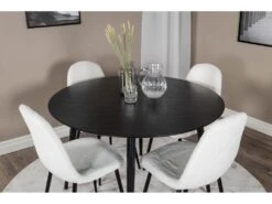 DippØ115BLBL Ensemble Table, Table Noir Et 4 Polar Fluff Chaises Teddy Blanc. -Meubles Soldes Boutique ensemble table et chaise 22191309