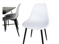 EstelleBLBR Ensemble Table, Table Noir, Marbre Et 6 Polar Chaises Blanc. -Meubles Soldes Boutique ensemble table et chaise 22191847