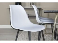 EstelleBLBR Ensemble Table, Table Noir, Marbre Et 6 Polar Chaises Blanc. -Meubles Soldes Boutique ensemble table et chaise 22191853