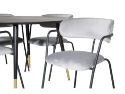 DippØ115BLBR Ensemble Table, Table Noir Et 4 Arrow Chaises Velours Gris. -Meubles Soldes Boutique ensemble table et chaise 22192145