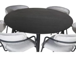 DippØ115BLBR Ensemble Table, Table Noir Et 4 Arrow Chaises Velours Gris. -Meubles Soldes Boutique ensemble table et chaise 22192147