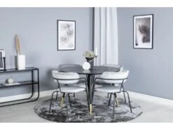 DippØ115BLBR Ensemble Table, Table Noir Et 4 Arrow Chaises Velours Gris. -Meubles Soldes Boutique ensemble table et chaise 22192149