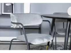 DippØ115BLBR Ensemble Table, Table Noir Et 4 Arrow Chaises Velours Gris. -Meubles Soldes Boutique ensemble table et chaise 22192151