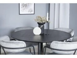 DippØ115BLBR Ensemble Table, Table Noir Et 4 Arrow Chaises Velours Gris. -Meubles Soldes Boutique ensemble table et chaise 22192153