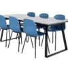 EstelleBLBL Ensemble Table, Table Noir, Marbre Et 6 Arctic Chaises Bleu, Noir. -Meubles Soldes Boutique ensemble table et chaise 22194417