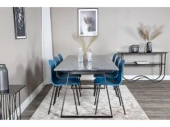 EstelleBLBL Ensemble Table, Table Noir, Marbre Et 6 Arctic Chaises Bleu, Noir. -Meubles Soldes Boutique ensemble table et chaise 22194423