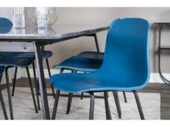 EstelleBLBL Ensemble Table, Table Noir, Marbre Et 6 Arctic Chaises Bleu, Noir. -Meubles Soldes Boutique ensemble table et chaise 22194425