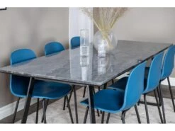 EstelleBLBL Ensemble Table, Table Noir, Marbre Et 6 Arctic Chaises Bleu, Noir. -Meubles Soldes Boutique ensemble table et chaise 22194427