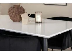 Jimmy150 Ensemble Table, Table Extensible Longueur Cm150 / 240 Blanc Et 4 Berit Chaises Velours Noir. -Meubles Soldes Boutique ensemble table et chaise 22198381
