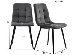 Ensemble Table Et 4 Chaises - Table Noire 117x68cm - Structure En Métal - Chaise En Velours Gris -Meubles Soldes Boutique ensemble table et chaise 22720839