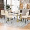 Ensemble Table Et 4 Chaises - Table Dorée 117x68cm - Structure En Métal - Chaise En Velours Beige -Meubles Soldes Boutique ensemble table et chaise 22720845