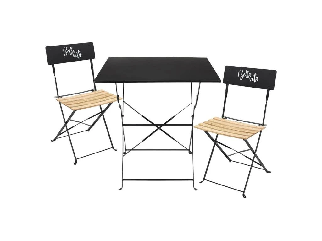MALAM - Ensemble Table Repas Carrée Pliante + 2 Chaises Pliantes Noires 3 MALAM - Ensemble Table Repas Carrée Pliante + 2 Chaises Pliantes Noires