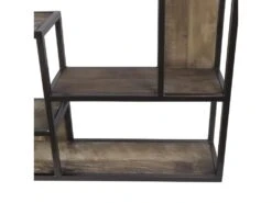ALIDA - Étagère Murale Carrée Marron 80x80cm 4 Niveaux 3 Niches Bois Mahogany Structure Métal Noir -Meubles Soldes Boutique etagere 14653057