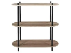 ENTAS - Etagère 3 Tablettes Ovales Aspect Bois Pieds Noirs -Meubles Soldes Boutique etagere 17589135