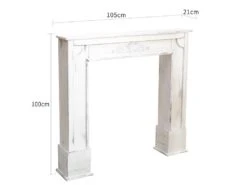 Cadre Decoratif Encadrement Cheminee Bois Gris Shabby 100x105x21 -Meubles Soldes Boutique etagere 18400731