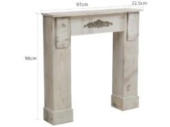 Manteau Cheminée Décorative Bois Gris Retro 98,5x96,5x22,5 -Meubles Soldes Boutique etagere 18400745