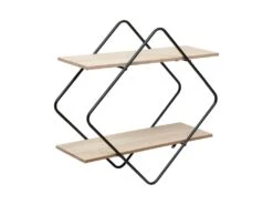 Étagère Murale 2 Niveaux En Bois Et Métal Noir 48 X 48 Cm