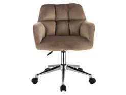 Chaise De Bureau - Velours - Beige - Hauteur Réglable - PEGA -Meubles Soldes Boutique fauteuil de bureau 426705
