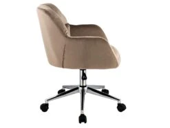 Chaise De Bureau - Velours - Beige - Hauteur Réglable - PEGA -Meubles Soldes Boutique fauteuil de bureau 426707
