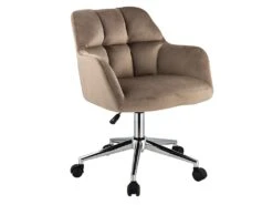 Chaise De Bureau - Velours - Beige - Hauteur Réglable - PEGA -Meubles Soldes Boutique fauteuil de bureau 426713