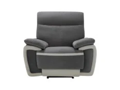 Fauteuil Relax électrique En Velours METTI - Gris Et Bandes écru -Meubles Soldes Boutique fauteuil relax 397509