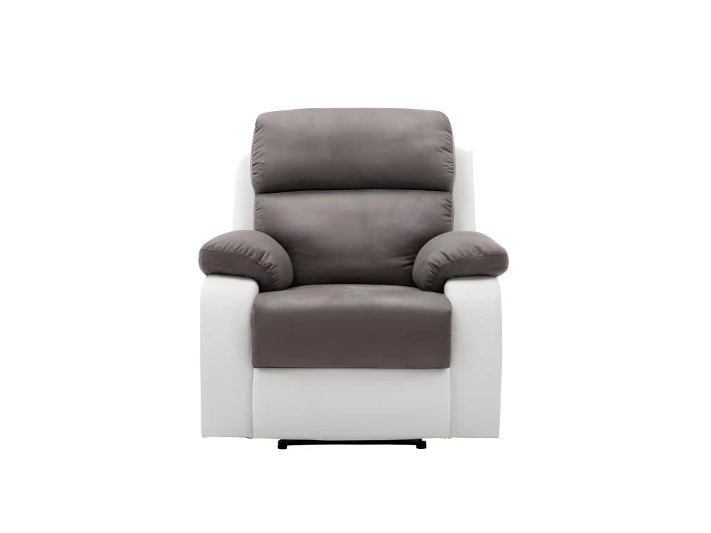 Fauteuil Relax En Microfibre Et Simili TOLZANO - Gris Et Blanc 5 Fauteuil Relax En Microfibre Et Simili TOLZANO - Gris Et Blanc – Image 3