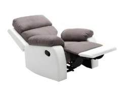 Fauteuil Relax En Microfibre Et Simili TOLZANO - Gris Et Blanc 13 Fauteuil Relax En Microfibre Et Simili TOLZANO - Gris Et Blanc -Meubles Soldes Boutique fauteuil relax 399957