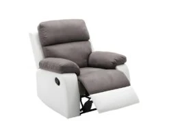Fauteuil Relax En Microfibre Et Simili TOLZANO - Gris Et Blanc 12 Fauteuil Relax En Microfibre Et Simili TOLZANO - Gris Et Blanc -Meubles Soldes Boutique fauteuil relax 399959