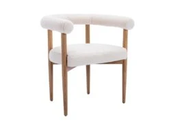 Fauteuil En Tissu Bouclette Crème JASMINA -Meubles Soldes Boutique fauteuil 11200695