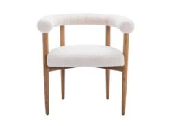 Fauteuil En Tissu Bouclette Crème JASMINA -Meubles Soldes Boutique fauteuil 11200699