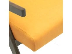 WARREN - Fauteuil Lounge En Tissu Moutarde Et Bois Teinté Noyer Gris -Meubles Soldes Boutique fauteuil 11576311