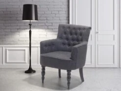 Fauteuil Tapissé En Tissu Gris Foncé ALESUND