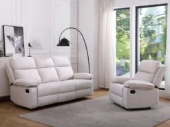 Fauteuil Relax En Tissu Beige LANA