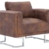 Fauteuil Chaise Siège Lounge Design Club Sofa Salon Cube Marron Synthétique Daim 1102275 -Meubles Soldes Boutique fauteuil 12349809