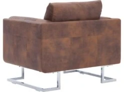 Fauteuil Chaise Siège Lounge Design Club Sofa Salon Cube Marron Synthétique Daim 1102275 -Meubles Soldes Boutique fauteuil 12349817