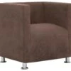 Fauteuil Chaise Siège Lounge Design Club Sofa Salon Cube Marron Polyester 1102268 -Meubles Soldes Boutique fauteuil 12349839