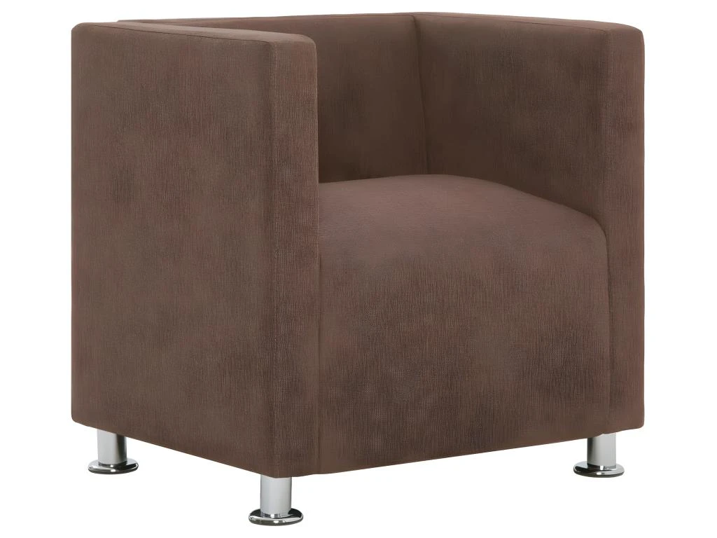 Fauteuil Chaise Siège Lounge Design Club Sofa Salon Cube Marron Polyester 1102268 3 Fauteuil Chaise Siège Lounge Design Club Sofa Salon Cube Marron Polyester 1102268