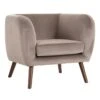 MARVEL - Fauteuil Club Velours Taupe Pieds Bois