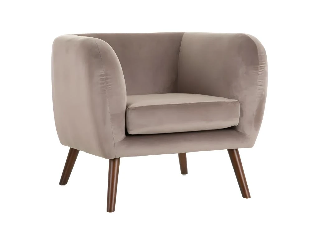 MARVEL - Fauteuil Club Velours Taupe Pieds Bois 3 MARVEL - Fauteuil Club Velours Taupe Pieds Bois