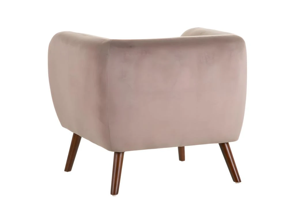 MARVEL - Fauteuil Club Velours Taupe Pieds Bois 6 MARVEL - Fauteuil Club Velours Taupe Pieds Bois â Image 4