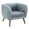 MARVEL - Fauteuil Club Tissu Bleu Clair Pieds Bois -Meubles Soldes Boutique fauteuil 12402145