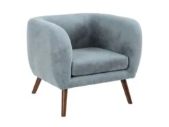 MARVEL - Fauteuil Club Tissu Bleu Clair Pieds Bois